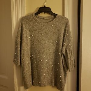 Zara gray oversized sweater with pearls